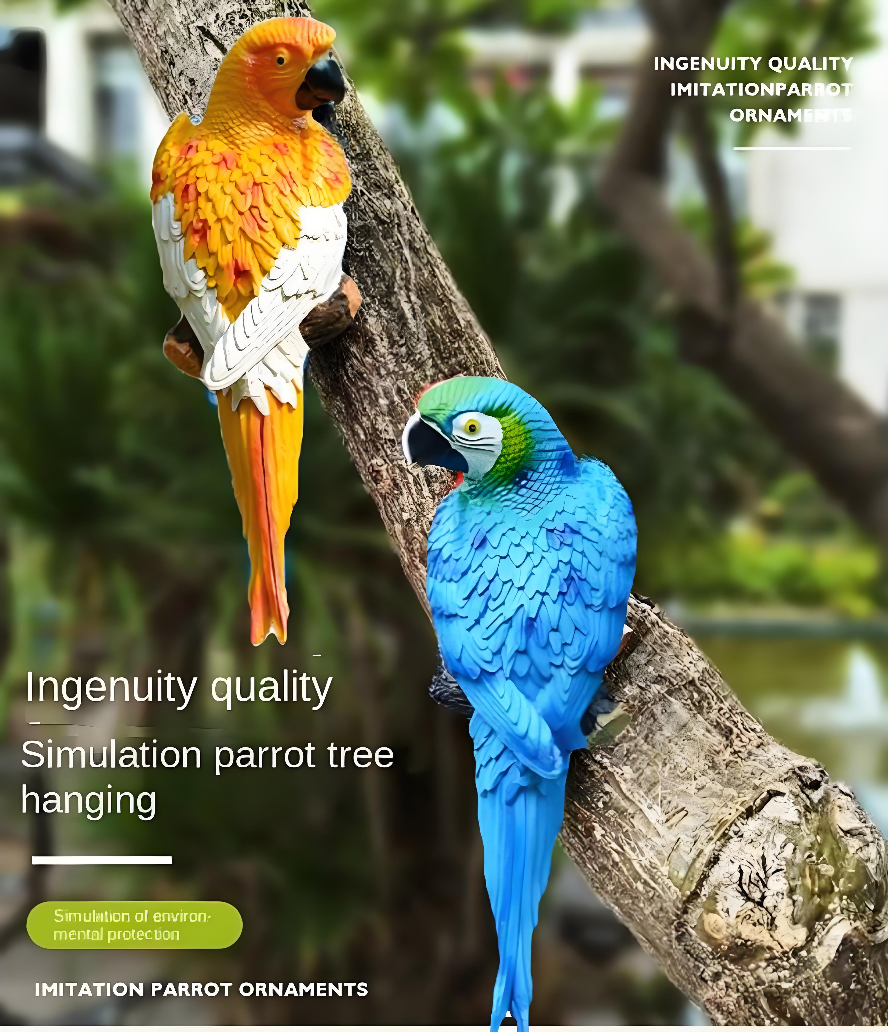 Large Parrot Wall Bird Statue Decor，Outdoor Indoor Figurine Tiki Bar Decorations Tree Sculpture ，Resin Animal Statue For Garden, Terrace, Lawn, Yard