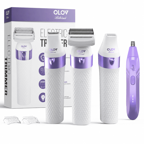 4-in-1 Rechargeable Cordless Electric Razor for Women, Trimmer for Women with Face, Nose, Eyebrow, Arms, Armpit, Legs, Pink