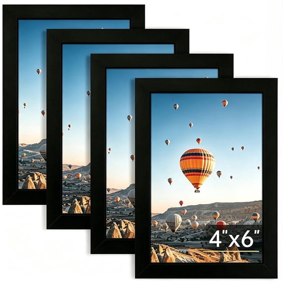 4x6 Picture Frames Set of 4, Black 4 by 6 Collage Photo Frame for Wall Mount and Tabletop Display