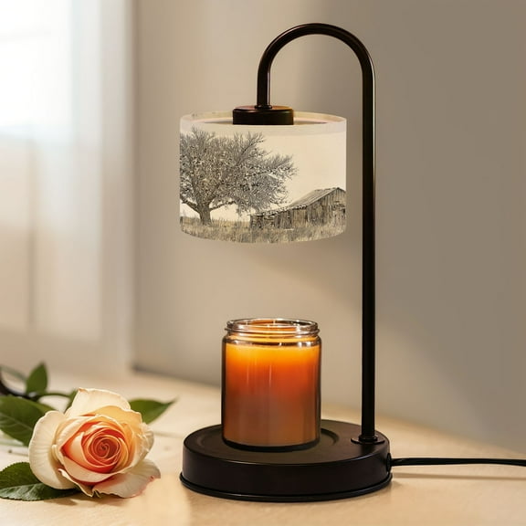 Candle Warmer Lamp with Timer, Barn Windmill Framed Artwork Rustic Barn Wood Farm Non-slip Wireless Remote Control Wax Melts Warmer with 4 Bulbs for Home Office Dorm, Birthday Gifts for Women