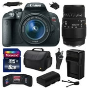 Canon EOS Rebel T5i (700D) Digital SLR with 18-55mm STM and Sigma 70-300mm f/4-5.6 DG Macro Lens includes 8GB Memory, Large Case, Extra Battery, Charger, Memory Card Wallet, Cleaning Kit 8595B003