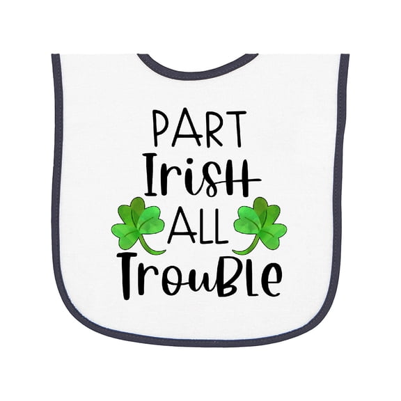 Inktastic Part Irish All Trouble St. Patrick's Day with Green Clovers Baby Terry Cloth Bib
