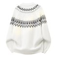 thumbnail image 5 of Babcutegg Mens Fair Isle Crewneck Sweater Long Sleeve Jacquard Knit Pullover Fall Winter Loose Casual Sweaters Size L, 5 of 5