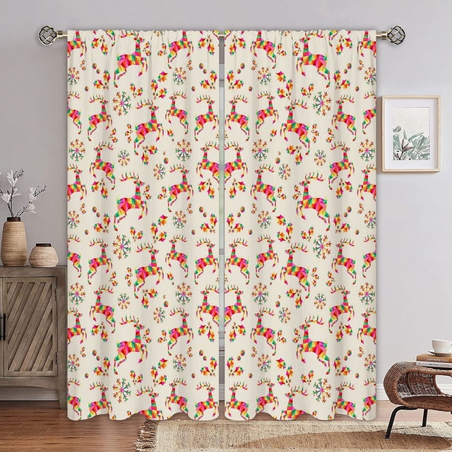 Goory 2PCS Rideaux de Luxe Décor de la Maison Longs Rideaux de Noël Rod Poche Fenêtre Rideau Traitements Style Chambre à Coucher un W: 41 "x H: 91"