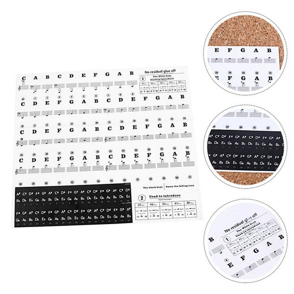 Worgeous Piano Stickers for 37/49/54/61/88 Key Keyboards Transparent and Removable