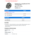 thumbnail image 2 of Distributor Cap - Compatible with 1992 - 1994 Dodge B250 1993, 2 of 2