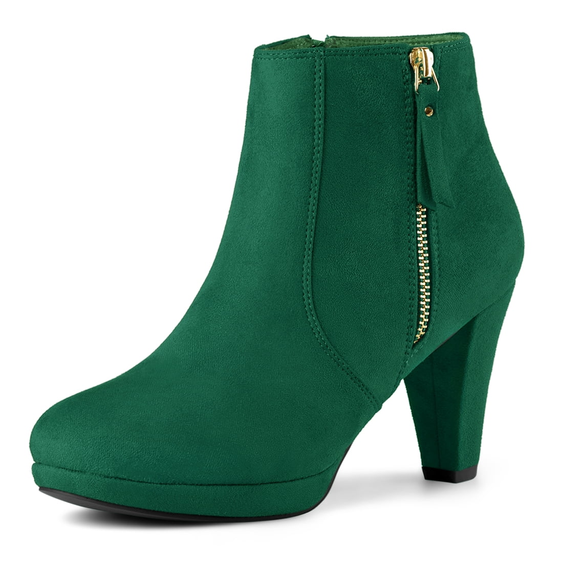 Unique Bargains Women s Side Zip Low Platform Block Heel Ankle Booties Other 6.5