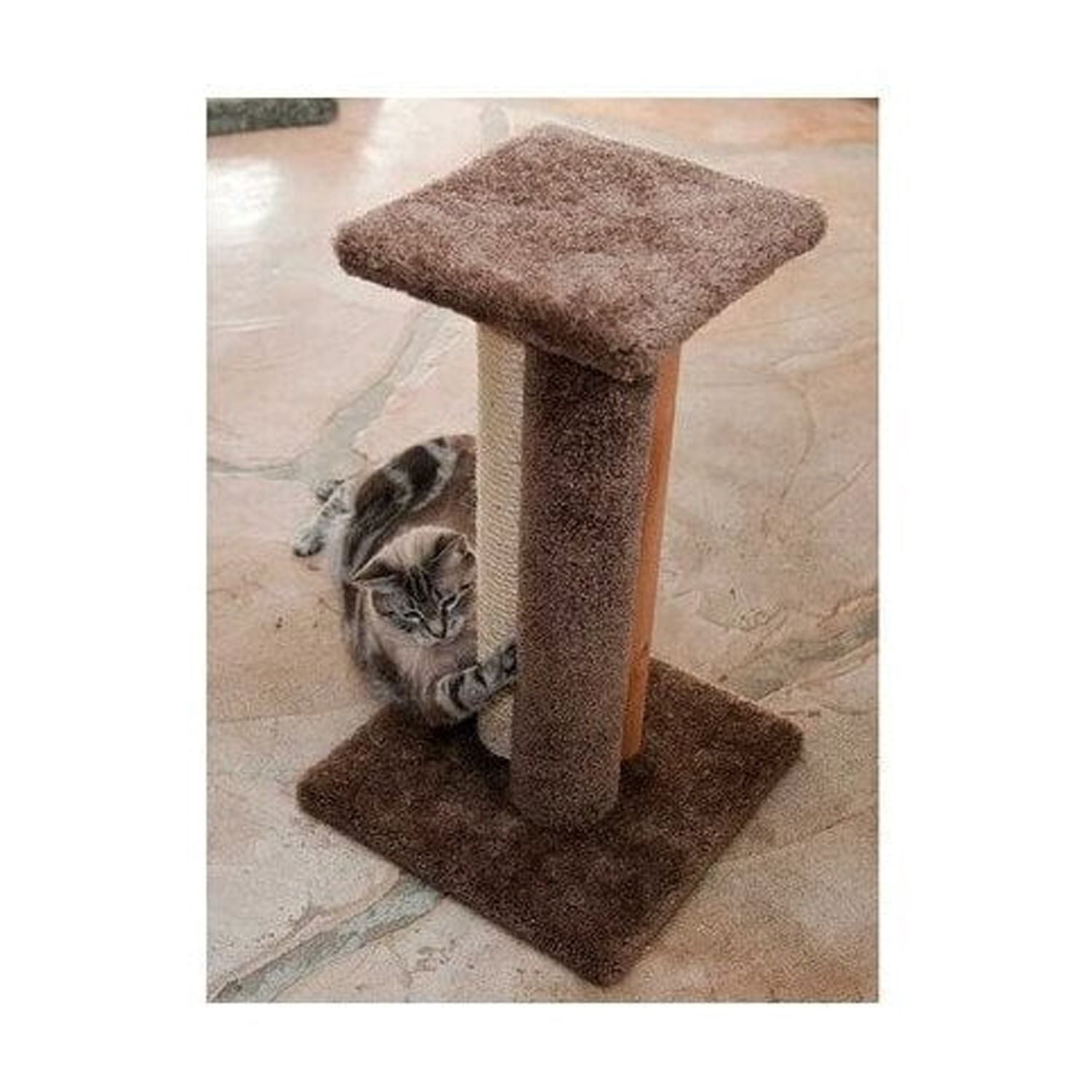 Coastal Charm Premier Triple Cat Scratcher - Multi-Surface Scratching Post with Sisal, Wood, and Carpet