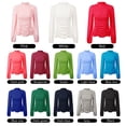 thumbnail image 4 of Moda mujer color sólido blusa cuello alto manga larga acanalada delgada casual otoño camiseta Abanopi Rosa/XX-grande, 4 of 7