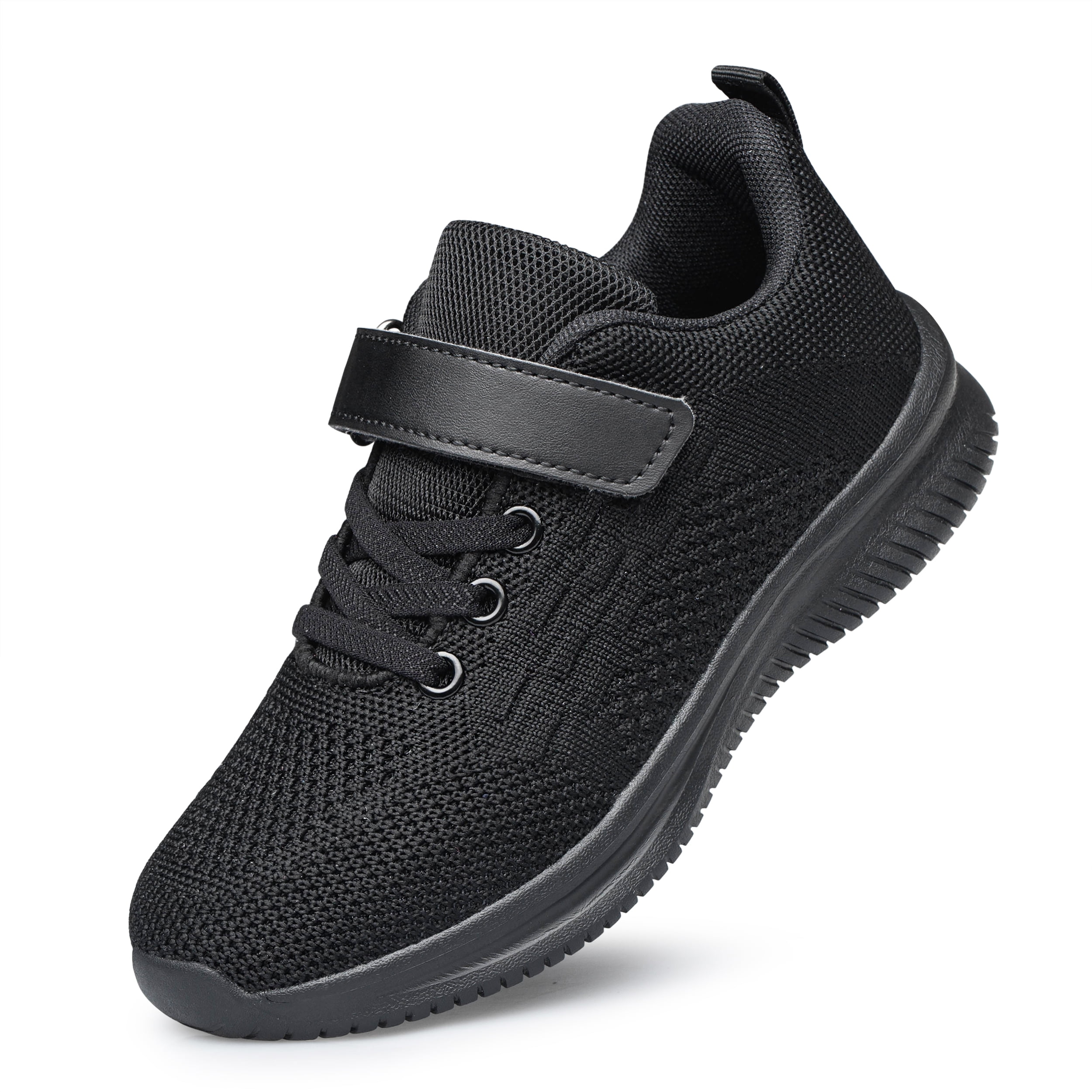 YHOON Boys Girls Sneakers Kids Shoes Unisex Lightweight Breathable Athletic Running Tennis Fitness Shoes Black Little Kid Size 2