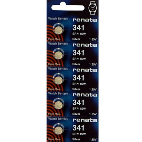 Renata 341 Watch battery - Strip of 5 Batteries By Renata