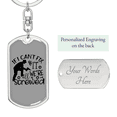 thumbnail image 2 of Were All Screwed Swivel Keychain Woodworker Dog Tag Stainless Steel or 18k Gold, 2 of 10