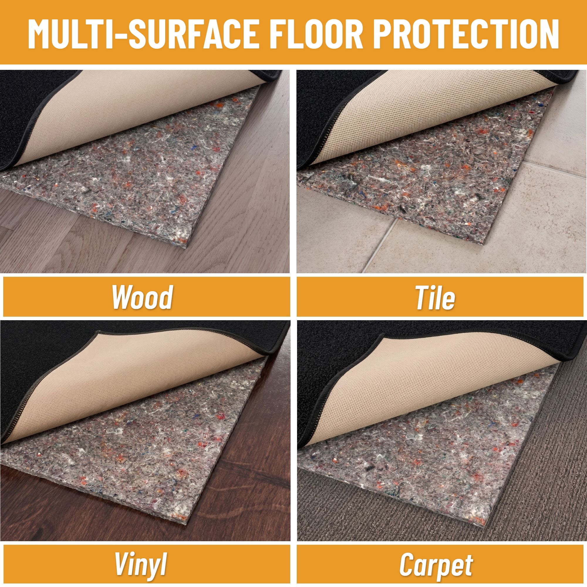 Ottomanson Absorbent Non-Slip Runner Rug Pad Dual Surface Safe for Hardwood & Carpet, 3' x 6'