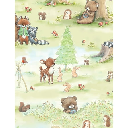 By Timeless Treasures - Timeless Treasures Bunnies by The Bay Camp Cricket Pistachio Friends Scenic