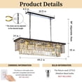 thumbnail image 3 of 12-Light Contemporary Matte Black Rectangular Crystal Chandelier for Dining Room, 3 of 8