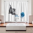 thumbnail image 2 of Ambesonne Cat Kitchen Curtains, Playful Kitten Furry, 55"x39", Grey Blue, 2 of 3