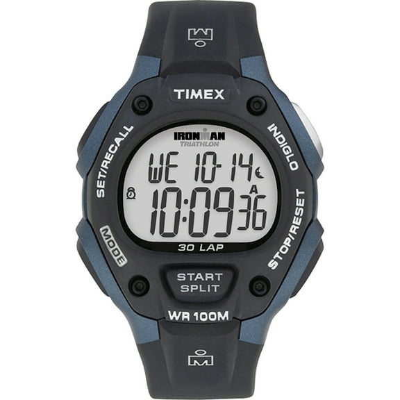 TIMEX Men's IRONMAN Classic 30 Black/Dark Blue 38mm Sport Watch, Resin Strap