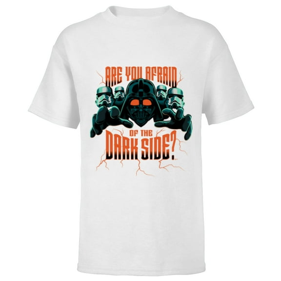 Star Wars Darth Vader Halloween Afraid of the Dark Side - Short Sleeve T-Shirt for Kids - Customized-White