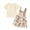Beige, variant on Aojekbee Toddler Girl Summer Outfit Solid Color Ribbed Short Sleeve Tops and Flower Print Suspender Shorts Overalls 2Pcs Clothes Set