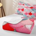 thumbnail image 4 of Manfei Mermaid Princess Bed Spread Queen, Mosaic Fish Scale Queen Coverlet Set, Pink Teal, 3-Piece, 1 Quilt and 2 Pillowcases, 4 of 7