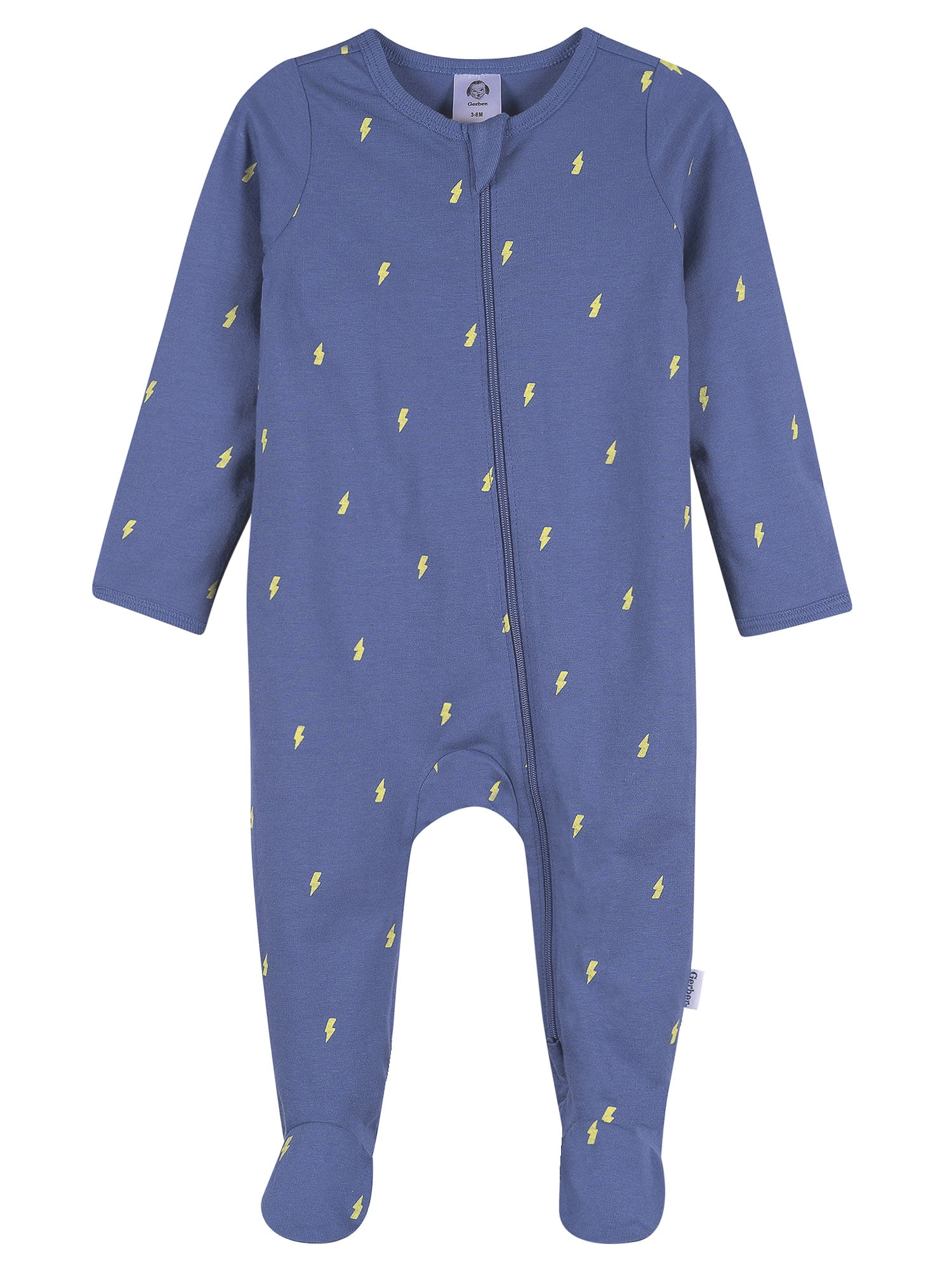 Gerber Baby Boy 2-Way Zipper Cotton Sleep 'N Play Footed Pajamas, 2-Pack, Sizes Newborn - 3/6 Months