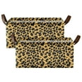 thumbnail image 2 of Black Leopard Print Collapsible Storage Bins Fabric Shelf Baskets with Handles 16.9"x11.4"x7.7" Closet Organizer, 2 of 8