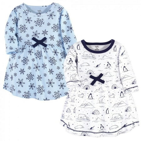 UPC: 0660168672978 | Touched by Nature Baby and Toddler Girl Organic Cotton Long-Sleeve Dresses 2pk Arctic 6-9 Months