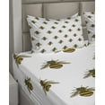 thumbnail image 4 of Ambesonne Bee Fitted & Top Sheet Set with Shams, Honey Maker Insect Pattern, Yellow Grey, 4 of 5