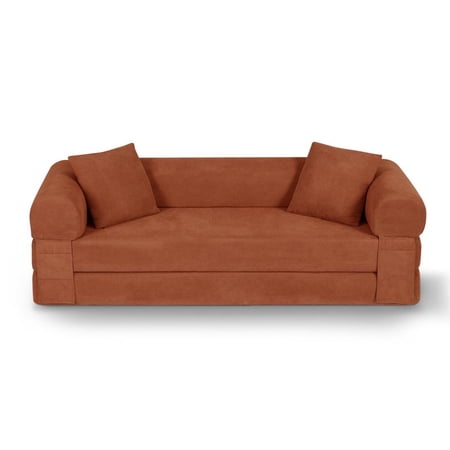 FFZ 80 inch Convertible Sleeper Sofa Bed, Corduroy Couch with Storage, Orange