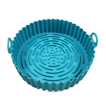 

Silicone Air Fryer Pot Air Fryers Oven Baking Tray Fried Chicken Basket Mat Silicone Pot Replacement Grill Pan Accessories BLUE