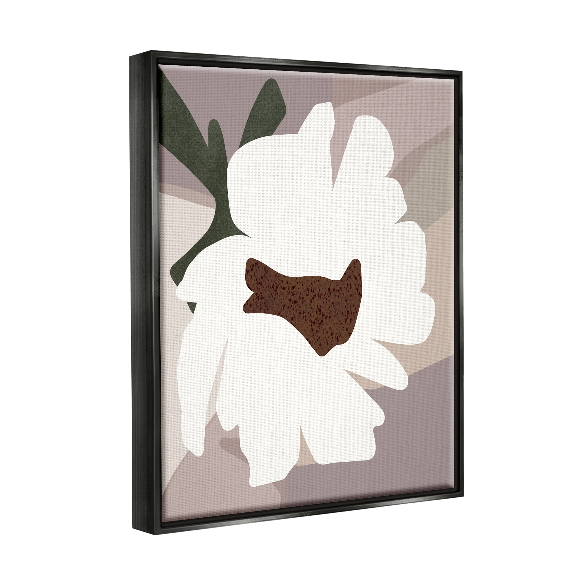 Stupell Industries White Contemporary Flower Botanical & Floral Painting Black Floater Framed Canvas Art Print Wall Art, 25 x 31