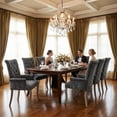 thumbnail image 6 of Upholstered Chenille Fabric Dining Chairs with Arms Set of 8, Tufted High Back Dining Room Chairs with Curved Rubberwood Legs, Kitchen Chairs, Gray, 6 of 8