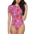 thumbnail image 2 of Picia Strawberry Floral Womens One Piece Swimsuits Modest Tummy Control Bathing Suits Lace Up Slimming Swim Suit-Medium, 2 of 9