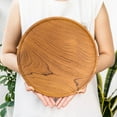 thumbnail image 2 of Rainforest Bowls Round Teak Wood Plate - Jumbo 4-Pack, 2 of 5