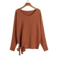 thumbnail image 2 of GBSYEWXS Women Sweater Boat Neck Long Sleeve Pullover Casual Solid Color Sweater Soft Coffee, 2 of 3