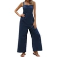 thumbnail image 1 of HBFAGFB Jumpsuits for Women Tie Shoulder Overall Long Pants Versatile Wide Leg Rompers Navy Size L, 1 of 9