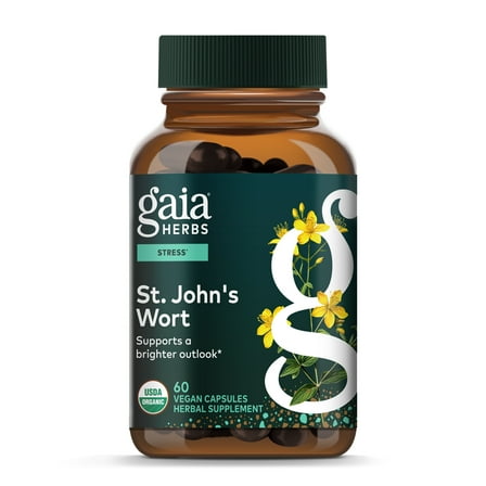 Gaia Herbs St. John's Wort - Stress Support Supplement* - With St. John's Wort - 60 Vegan Capsules (60 Servings)