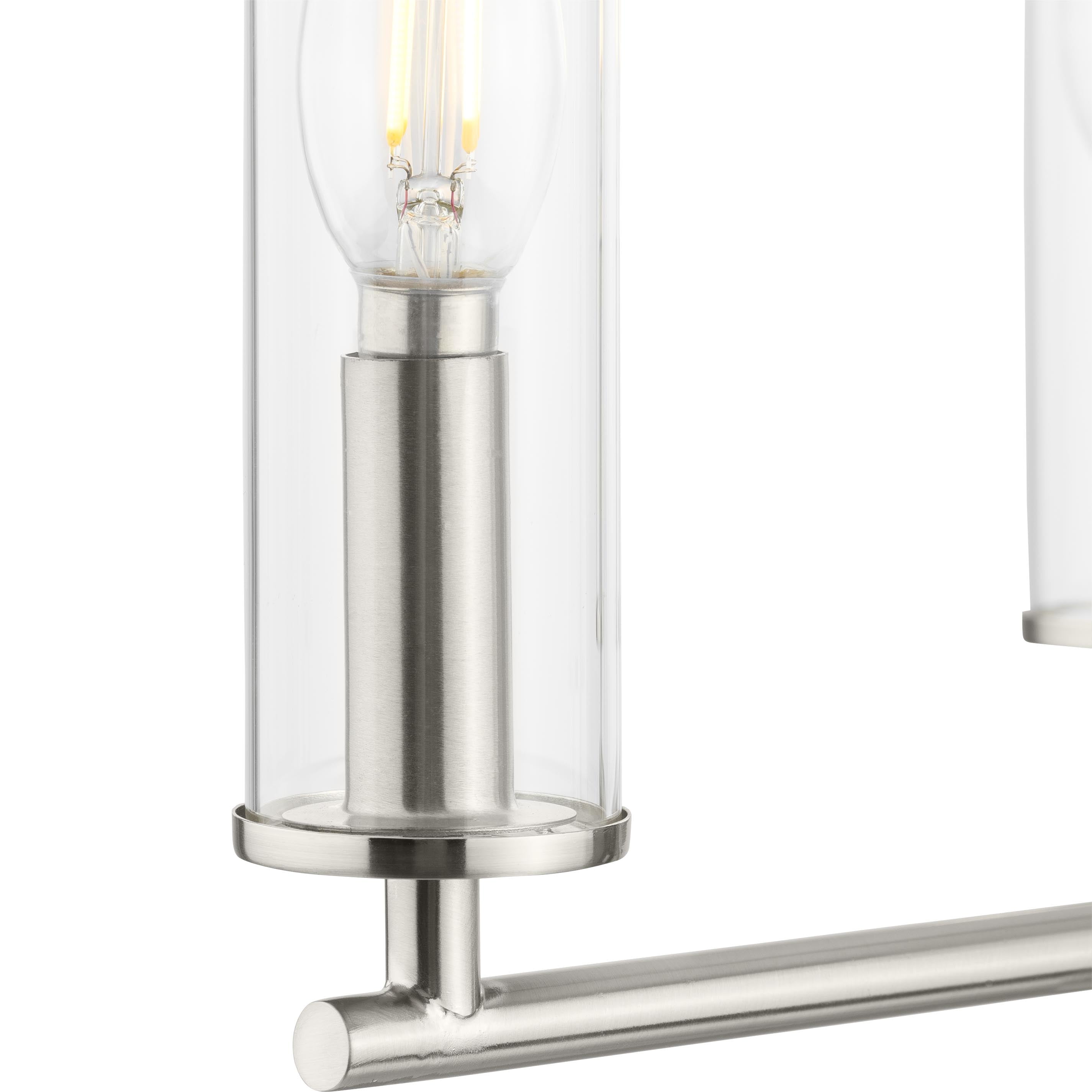 Better Homes & Gardens 16 in 3 Light Chandelier - Brushed Nickel Finish, Clear Glass Shades, Adjustable Height