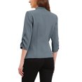thumbnail image 3 of INSPIRE CHIC Shawl Lapel Blazer for Women 3/4 Sleeves Pocket Single Button Work Suit M Grey, 3 of 6