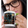 thumbnail image 2 of 3drose, a Zombie Skelton Holding a Tradition Lantern and Jackolantern, 11oz Two-tone Green Mug, 2 of 6