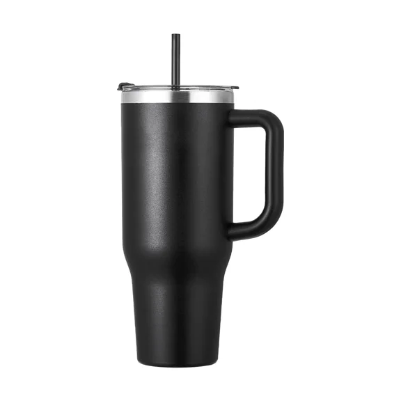 40oz Stainless Steel Insulated thermos bottle-Travel Coffee Mug with Lid,Double Walled Leakproof Hydration Flask for School,Work,Camping-Black Color
