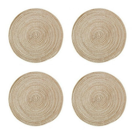 

Set of 4 Round Braided Placemats Round Table Mats for Dining Tables 14 inch Washable