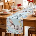 thumbnail image 5 of Happy Easter Table Runner 72 Inches, Spring Grey Bunny Colorful Eggs Flower Blue Bed Runner Dresser Scarves Tabletop for Indoor Outdoor Parties/Ceremony/Banquet, 14" x 72", 5 of 8