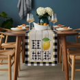 thumbnail image 2 of Lemon Table Runner - 120 Inch Long, Kitchen Dining Table Runner Dresser Scarves, Summer Botanical Black White Plaid Pastoral Wooden Farmhouse Decor for Coffee Tables Wedding Party Banquet, 2 of 8