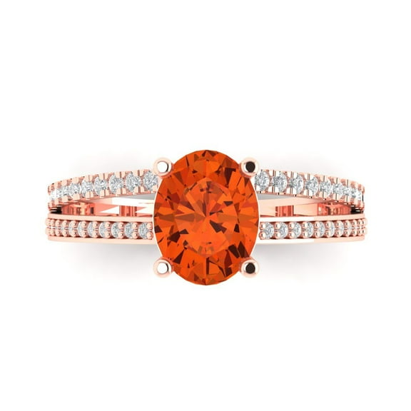Solitaire with Accents Engagement Ring for Women - 2.32ct Simulated Red Diamond in 18K Rose Gold Promise Ring