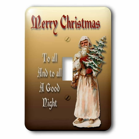 Victorian Supply Outlet - 3dRose Christmas Greetings with Victorian Santa Claus Carrying a small Tree, 2 Plug Outlet Cover