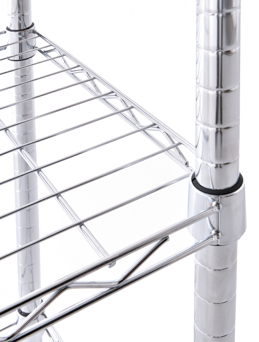 Mainstays Chrome Plated Silver Metal Baker's Rack with Wood Shelf - image 4 of 7