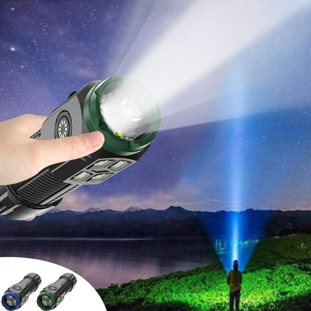 Cagogo à Moins de 5 $ 2 Pcs Lampe de Poche à DEL, Lampe de Poche à DEL Rechargeable Super Lumineuse, Lampe de Poche de Chasse Haute Puissance, Lumière d'Urgence Portative USB, Outil de Randonnée et de Camping en Plein Air