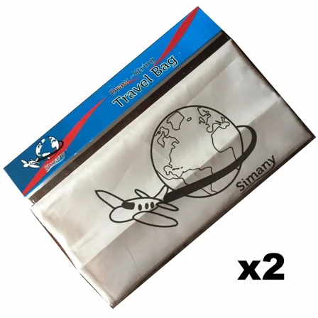 2 Laundry Multi-Use Travel Storage Bag Polyester Drawstring 23X15" 1Beige 1Black