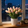 thumbnail image 2 of Nesthee Fake Pink Flowers Tulips Real Touch for Spring Easter Home Kitchen Wedding Bouquet Bulk Mother's Gift Day Decorations, 2 of 8